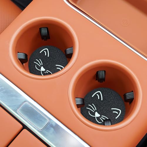 Craedli 2PCS Car Coasters for Cup Holders, 2.68 Inch Cat Cup Holder Insert Coaster Anti Slip Rubber Mat, Universal Embedded Decorative Car Cup Mat for Cars, Trucks, SUVs Interior(Ears) - size: Ears