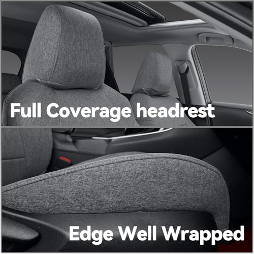 Cloth Seat Covers Full Set for 2019-2024 2025 Toyota RAV4 LE,XLE,XLE Premium,Limited,Fullly Covered,UV-Resistant,Breathable Polyester Car Seat Protector SUV Seat Cushion(Gray) - color: Gray, size: 2019-2025 RAV4(Not for Hybrid & Adventure,TRD-OFF)