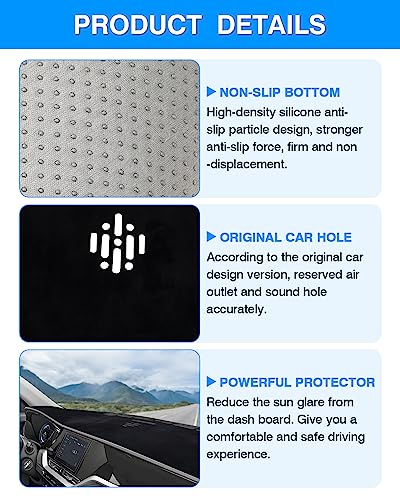 Autorder Dashboard Cover Mat for 2017-2022 Kia NIRO Accessories Dash Cover Flannel Dash Mat Sunshade Glare UV Rays Protector - size: 2017-2022 Kia NIRO
