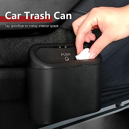 Car Trash Can with 3 Rolls Trash Bags, 1.2 Gallon Vehicle Garbage Bin with Lid & Leak-Proof Design, Portable Auto Waste Container for Cars/Trucks/SUVs, Hangs on Seat or Console (Black) - color: Black