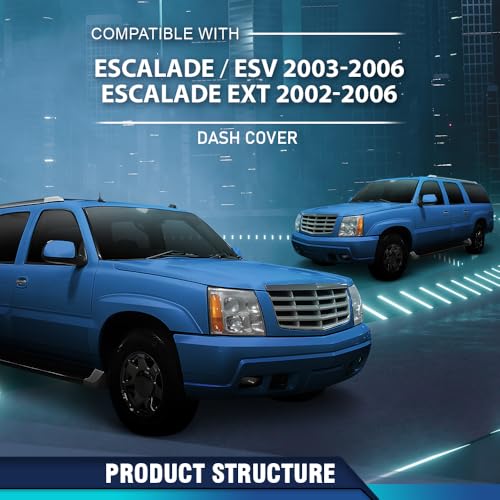 PIT66 TPE Dash Board Cover DashBoard Bezel Compatible with Cadillac Escalade ESV 2003 2004 2005 2006 & Cadillac Escalade EXT 2002 2003 2004 2005 2006 Gray - size: 2003-2006 Cadillac Escalade (Gray)
