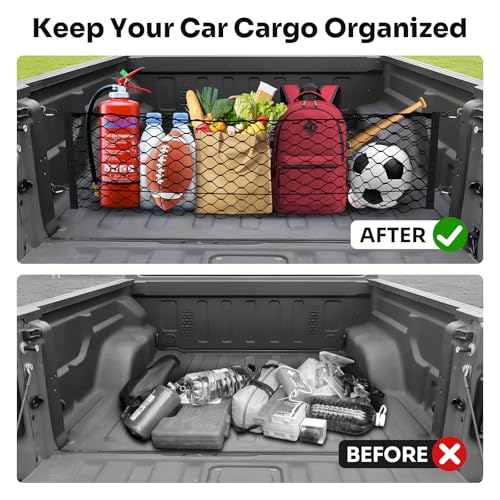 Canvcle Trunk Cargo Net for 2020-2026 Jeep Gladiator Accessories Envelope Style Mesh Trunk Net Organizer and Storage Stretchable Adjustable Elastic Nylon Rear Cargo Netting with Hooks - style: for Jeep Gladiator