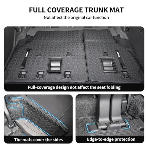 Cargo Mat Compatible with 2025 2021-2024 Toyota Sienna (with Spare Tire) - Custom Fit PU Leather Cargo Liner and Backrest Protector- All Weather Full Coverage Waterproof Trunk mat for Sienna - style: (5)Toyota Sienna 2021-2025 Cargo Mat(with spare tire)