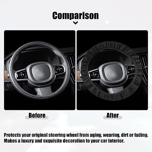 X AUTOHAUX Steering Wheel Cover Universal Elastic Stretch Antislip Breathable Microfiber Ice Silk Interior Trim Wheel Protector for Car Truck SUV Black - color: Black