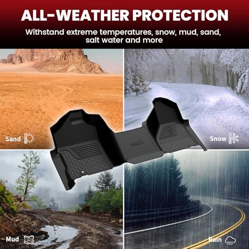 LASFIT Floor Mats for 2002-2008 Dodge Ram 1500 Quad Cab, 2003-2009 for 2500/3500 Bench Seating, Not Fit Have 4X4 Shifter, All Weather TPE Custom Fit Car Mats Floor Liners 1st & 2nd Row, Black - style: 2) 1500 | 2002-2008 |Quad Cab Floor Mats