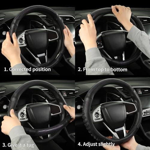 3D Steering Wheel Cover Great Grip with 3D Honeycomb Hole, Anti-Slip Sporty Design, Universal 15 inch(Black with Purple) - color: Black with Purple, size: Round-Middle[14.5''-15'']