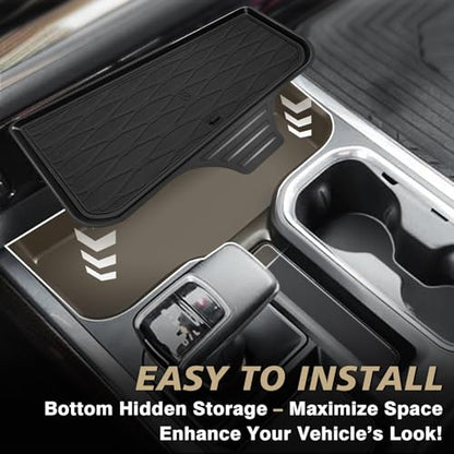 Front Center Console Organizer Fits for 2022-2025 2026 Chevy Silverado/GMC Sierra 1500 Hidden Panel Secret Pocket Storage Lid Removable Cover(Bucket Seats Only)
