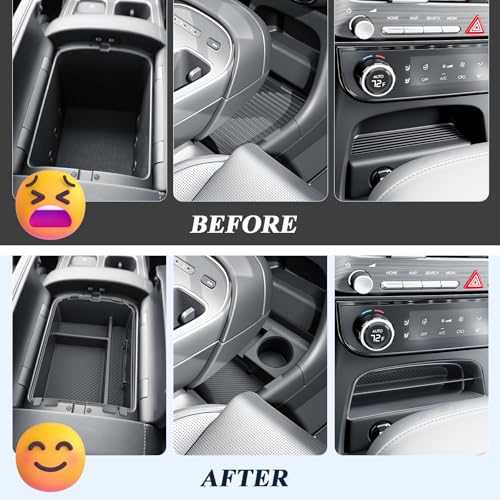 BIBIBO 4Packs for 2026 Hyundai Palisade Center Console Organizer 2026 Hyundai Palisade Calligraphy Console Tray 2026 Palisade Console Insert Tray 2026 Palisade (ONLY FIT Palisade Calligraphy) - color: Black-(Console Under+Insert shelf+Armrest Tray)