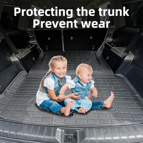 All-Weather TPE Floor Mats & Cargo Mat Full Set for 2024-2026 Toyota Grand Highlander (7 & 8 Seat Models | Hybrid Compatible) - 5-PC Complete Interior Protection with Backrest Covers - size: For Toyota Grand Highlander 5pcs