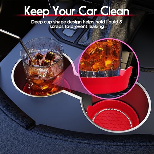 Car Cup Coaster Universal Non-Slip Cup Holders Bling Crystal Rhinestone Car Interior Accessories 4 Pack Red - color: Red, size: 4 Pack