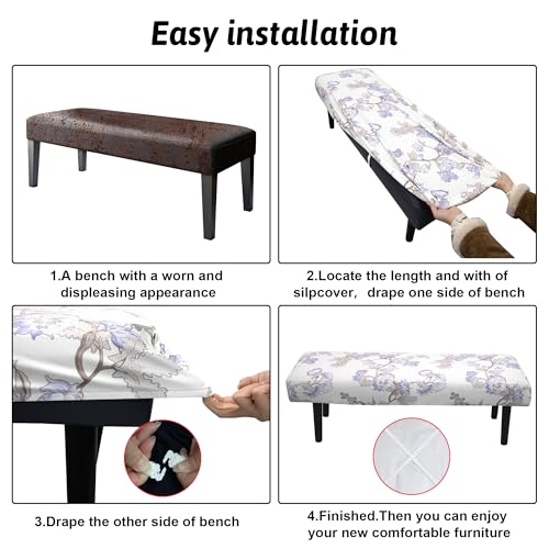 Stretch Bench Cover, Rectangular Washable Slipcover, Seat Cushion Protector for Dining Room, Living Room, Kitchen - color: Continuous Branching Pattern