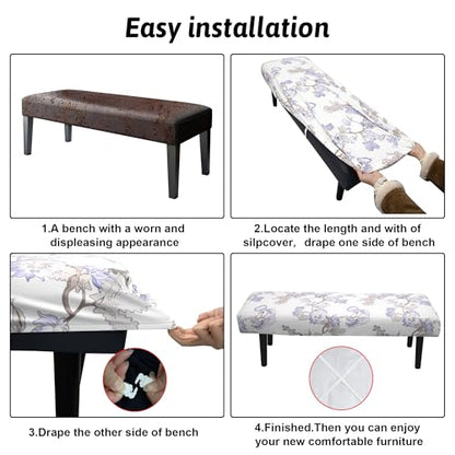 Stretch Bench Cover, Rectangular Washable Slipcover, Seat Cushion Protector for Dining Room, Living Room, Kitchen - color: Continuous Branching Pattern