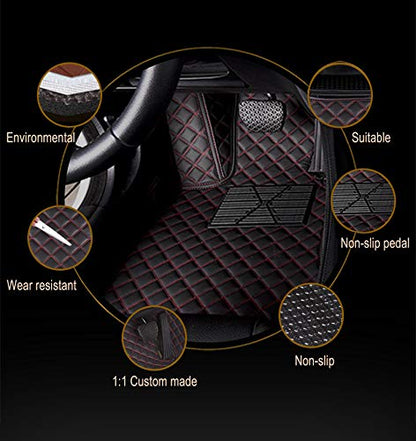 enheng Custom Waterproof Leather Car Floor Mats Fit for Most Car SUV Truck & Sportscar All Weather Protection Vehicles (Blue Stripe) - color: Blue Stripe