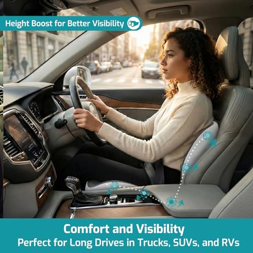 Trucker Seat Cushion, Car Seat Cushions with Lumbar Support Pillow, Ergonomic L-Shaped Orthopedic Memory Foam Pad for Long Driving Back Pain Sciatica Relief, Drivers Office Workers (Black+LGrey) - color: Black+lgrey