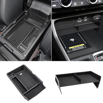 2PCS Center Console Organizer Tray and Armrest Storage Box Compatible with 2026 2025 2024 2023 Honda CRV Accessories Insert Secondary Storage Box with ABS Material - size: 2 Pcs Center Console Organizer