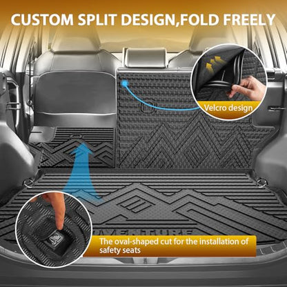 Powerty Cargo Mats with Backrest Mat for Toyota RAV4 2019-2025 Accessories(Include Hybrid&Gasoline), All Weather TPE Cargo Trunk Liners with Seat Back Mat Replacement for RAV4 (Trunk Mat+Backrest Mat) - size: Cargo+Backrest Mat｜For｜19-25｜Toyota Rav4