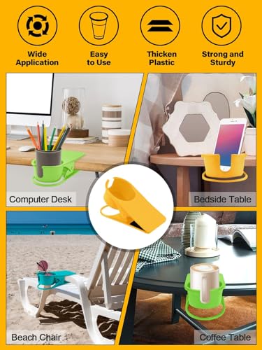 3PCS Drinking Cup Holder Clip Kalolary Chair Desk Bottle Cup Stand DIY Glass Clamp Storage Saucer Clip with Groove for Potted Plant Beverage Coffee Mug Holder Clip for Home Office (Yellow Green Blue) - color: 3PCS Blue Green Yellow