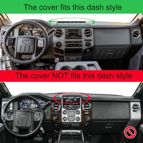 Yiz Dashboard Cover Dash Cover Mat Custom Fit for Ford Super Duty F250 F350 F450 F550 Without Touch Screen, Dash Pad Cap Carpet Protector J238 (Black)