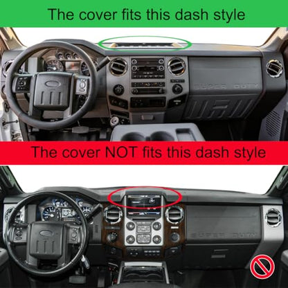 Yiz Dashboard Cover Dash Cover Mat Custom Fit for Ford Super Duty F250 F350 F450 F550 Without Touch Screen, Dash Pad Cap Carpet Protector J238 (Black)