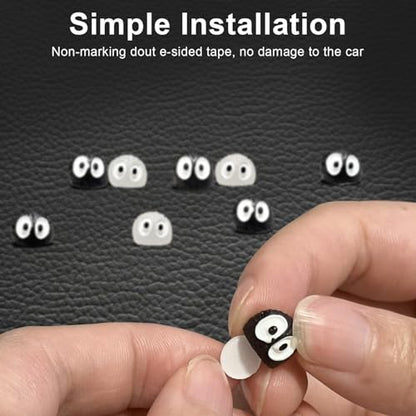 60Pcs Soot Sprites Car Mirror Decorations with Adhesive Dots - 50 Black & 10 Glow in Dark Rearview Mirror Charms - Kawaii Anime Ornaments for Dashboard, Hanging Decor - Unique Easter Gift