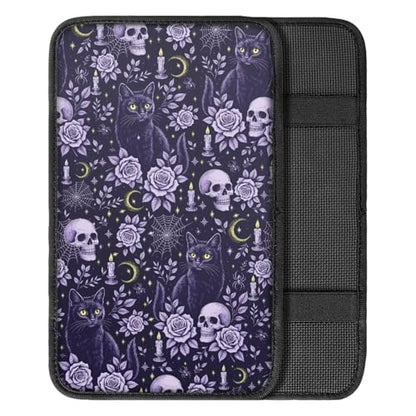 Purple Skull Rose Spiderweb Print Car Center Console Cover,Universal Car Armrest Cover,Easy to Install - color: Purple Skulls