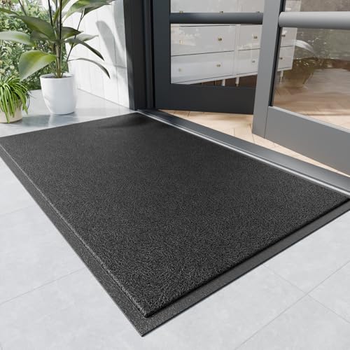 Sturdy Front Door Mat, 72" x 24" Heavy Duty Indoor Outdoor Doormat for Entryway, Fade Resistant, Waterproof Low Profile Entry Mat, Non Slip Welcome Mat for Outside Entrance, Patio, Home - color: Black-mess, size: 2' x 6' (Rectangular)