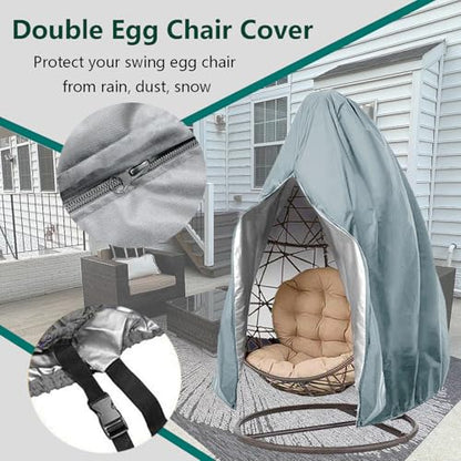 【Upgraded】Patio Egg Chair Covers with Zipper, Wicker Egg Swing Chair Covers, Waterproof Heavy Duty Weather Resisatnt Outdoor Chair Cover, Windproof Hanging Chair Cover, 75" x 45", Grey, 1 Pack - color: Grey, size: Single Seat 75'' (L) x 45''(W)