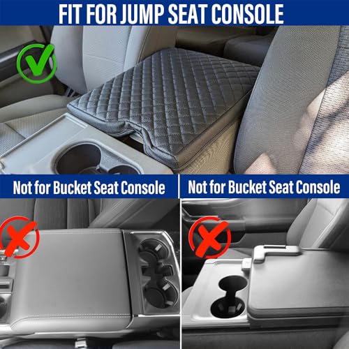 F150 Center Console Cover Compatible with 2015-2025 Ford F150 Accessories, 2017-2024 F250 F350 F450 with 40/20/40 Jump Seat, Leather Armrest Cover Center Console Cushion (Jump Seat Only) - size: Jump Seat 15-24 F150 &17-24 F250