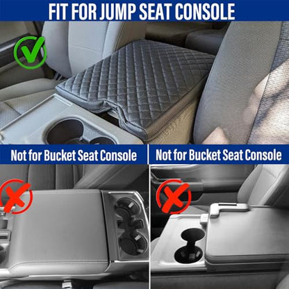F150 Center Console Cover Compatible with 2015-2025 Ford F150 Accessories, 2017-2024 F250 F350 F450 with 40/20/40 Jump Seat, Leather Armrest Cover Center Console Cushion (Jump Seat Only) - size: Jump Seat 15-24 F150 &17-24 F250