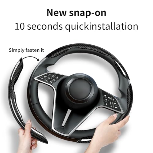 3-Piece Carbon Fiber Steering Wheel Cover, Anti-Slip & Segmented Thin Design for Comfort Grip, Universal Fit 99% Cars SUV Truck,Black - color: Black