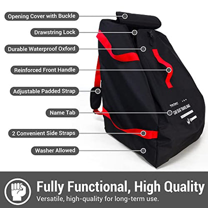 Car Seat Travel Bag Backpack for Air Travel - Karfast Universal Infant Carseat Gate Check Bag Cover for Airplane, Foldable with Pouch, Black - color: Black