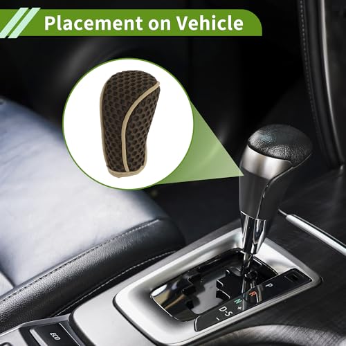 Universal Gear Shift Knob Cover Stick Shifting Handle Protector Manual Fabric 1 Pc Anti-Slip Dark Brown - color: Dark Brown Beige