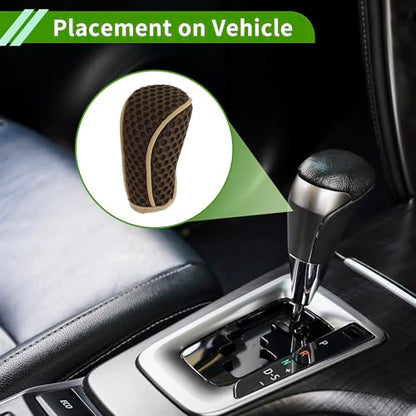 Universal Gear Shift Knob Cover Stick Shifting Handle Protector Manual Fabric 1 Pc Anti-Slip Dark Brown - color: Dark Brown Beige