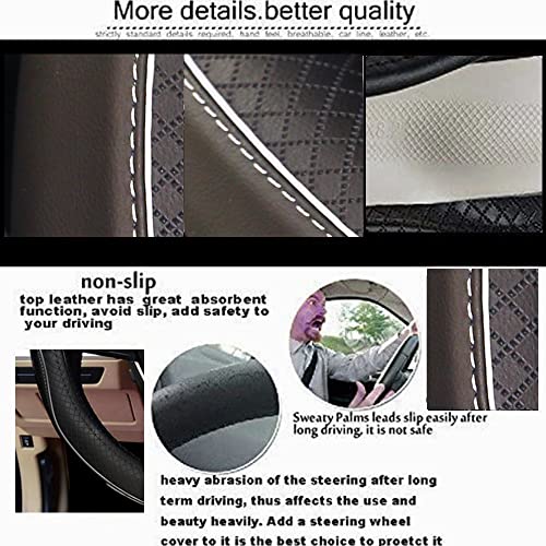 Car Steering Wheel Cover, Anti-Slip, Safety, Soft, Breathable, Heavy Duty, Thick, Full Surround, Sports Style (Black with White Line) - color: Black with White Line