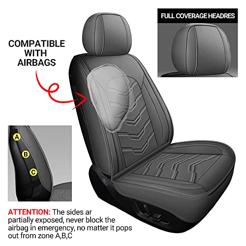 Leather Car Seat Covers Universal fit Most Sedans SUV Trucks (Front seat, Grey) - color: GREY, size: FRONT PAIR