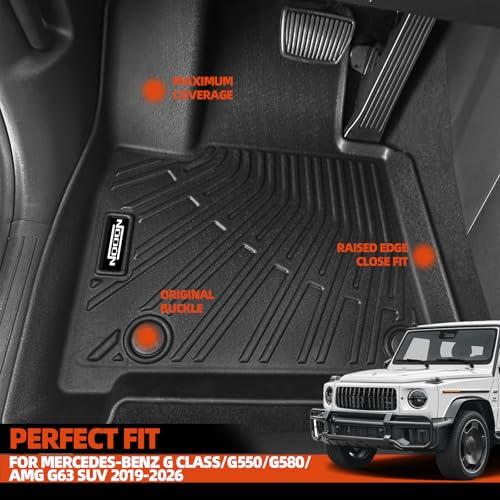 Custom Fit Floor Mats for Mercedes-Benz G Class/G550/G580/AMG G63 SUV 2019-2025 2026, All Weather TPE Floor Liners with Trunk Mat, Odorless Full Set Interior Accessories - size: 22)G Class/G550/G580/AMG G63 SUV|2019-2026