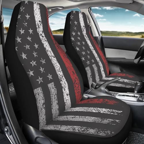 American Flad Print Automotive Seat Cover Red Car Front Seat Cover for Patriotic 4th of July Car Seat Cushion Protector Easy to Install Clean - color: American Flad Red