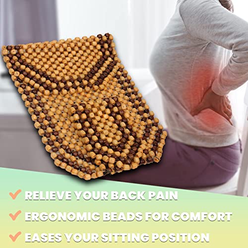 Wood Beaded Comfort Seat Cushion Seat Cover – 2 Pcs. Wooden Beaded Car Seat Cover – Natural Wood Double Strung Beads – Massage Comfort Cover Car Seat – Universal SUV Auto - color: 2 Pack Beige/ Black