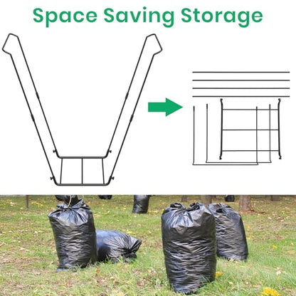 Leaf Bag Holder Collapsible Trash Bag Holders Stand for Outdoor Metal Waste Bags Frame for Garage Yard Lawn Camping Parties