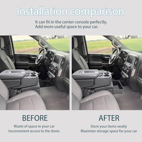 Center Console Hanging Organizer Box Compatible with 2019-2026 Chevy Silverado/GMC Sierra 1500 and 2020-2026 Chevrolet Silverado/Sierra 2500HD 3500HD Accessories(Split-Bench Folding Seat Only)