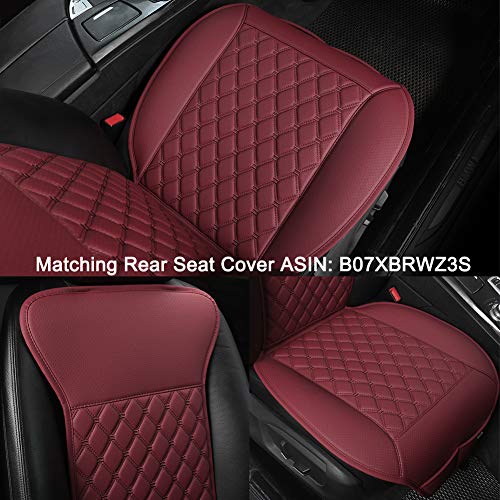 Black Panther 1 Pair Luxury Car Seat Covers Protectors, Universal Anti-Slip Driver Seat Cover with Partial Backrest Coverage (Middle Part Only), Diamond Pattern, Compatible with 95% Cars (Burgundy) - color: Diamond Pattern - Wine Red