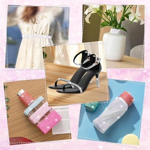 Rhinestone Ribbon Self Adhesive Crystal Rhinestones, 16-Rolls Bedazzling Strips, 16-Yard Rhinestone Strips for DIY Craft, Rhinestones for Crafting - color: 4 Rows 16 Colors-4