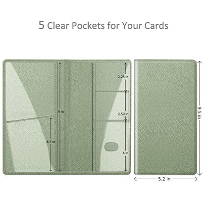 FINPAC Car Registration and Insurance Card Holder, Vehicle Glove Box Card Organizer Wallet Automobile Accessories for License - color: * Sage Green