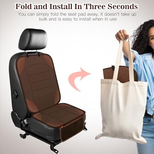 Sinvitron Car Seat Protector for Child Car Seat - Waterproof Non-Slip Leather Mat with 2 Mesh Pockets, Universal Seat Cover for Baby, Pets & Vehicles(2-Pack, Brown) - color: 2 Pack Brown