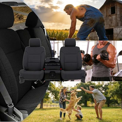 Seat Covers for Chevy Silverado & GMC Sierra 1500 2014 2015 2016 2017 2018 Front Foam Padded Heavy-Duty Automotive Seat Cover Set - Black - size: 14-18 Front