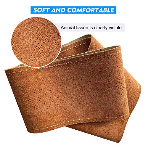 Carodi Leather Steering Wheel Cover, Breathable Non-Slip Design, Soft and Comfortable Feeling, Universal 15 Inch Auto Car Steering Wheel Stitch on Wrap（Size M,Beige） - color: Beige, size: M