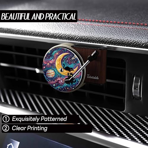 Maicican 12 PCS Starry Sky Cat Car Air Freshener Vent Clip, Cute Car Air Freshener with Record Player Design, Unique Car Accessories and Decor for Music Lovers or Cat Lover (Customized White A) - color: Customized White A