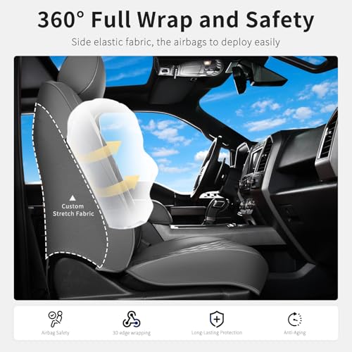 Huidasource for Silverado Seat Covers, Chevy Silverado Seat Covers Leather, GMC Sierra Pickup 1500 2007-2013&2019-2025, 2500HD 3500HD 2020-2025 Crew Double Extended Cab (Full Set/Gray) - color: Gray, size: Full Set 2007-2013&2019-2025 (Flat Bench)