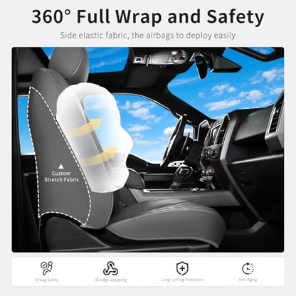Huidasource for Silverado Seat Covers, Chevy Silverado Seat Covers Leather, GMC Sierra Pickup 1500 2007-2013&2019-2025, 2500HD 3500HD 2020-2025 Crew Double Extended Cab (Full Set/Gray) - color: Gray, size: Full Set 2007-2013&2019-2025 (Flat Bench)
