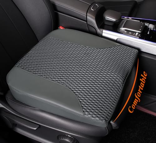 kingphenix Car Seat Cushion – Memory Foam Pad for Driving Comfort – Boosts Height and Relieves Coccyx & Lower Back Pain – Car, Truck, Office Chair (Leather & 4D Mesh Gray) - color: Leather & 4d Mesh Gray